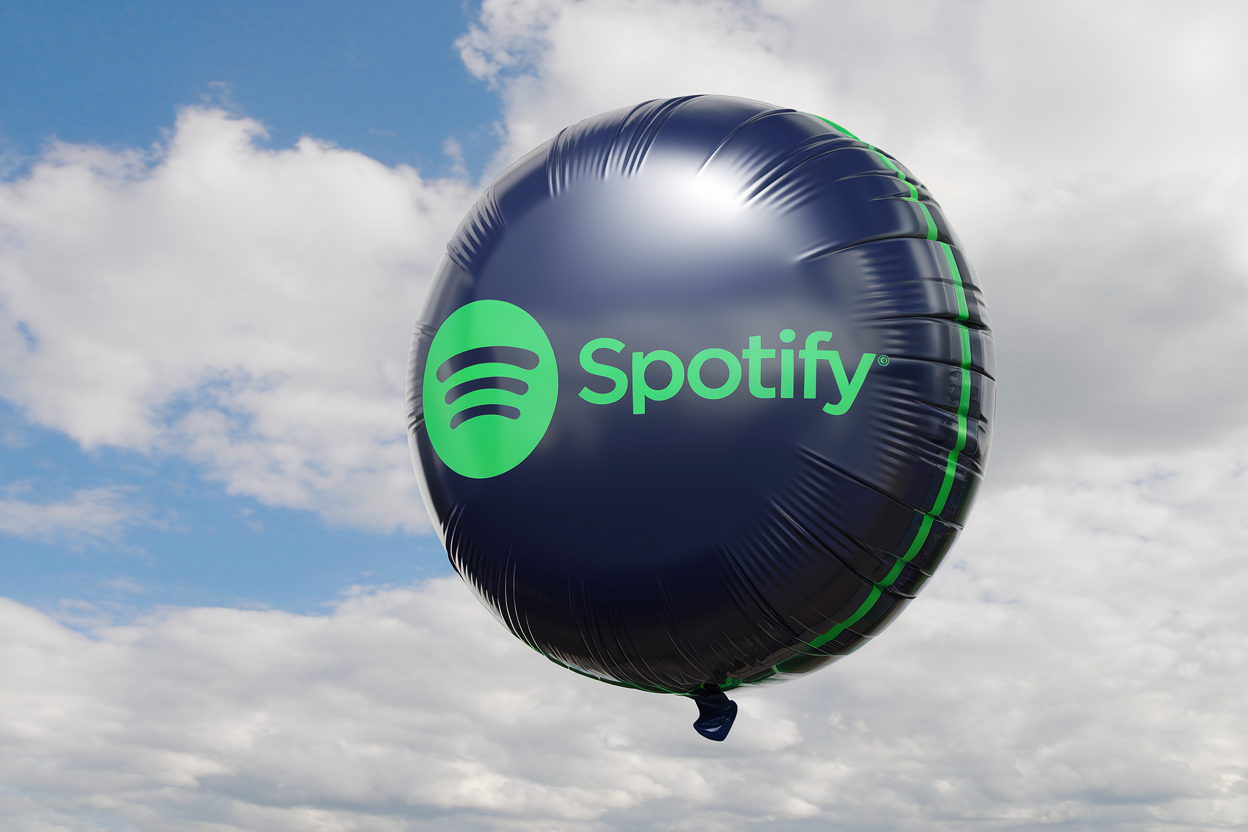 a 3d render of a spotify logo balloon