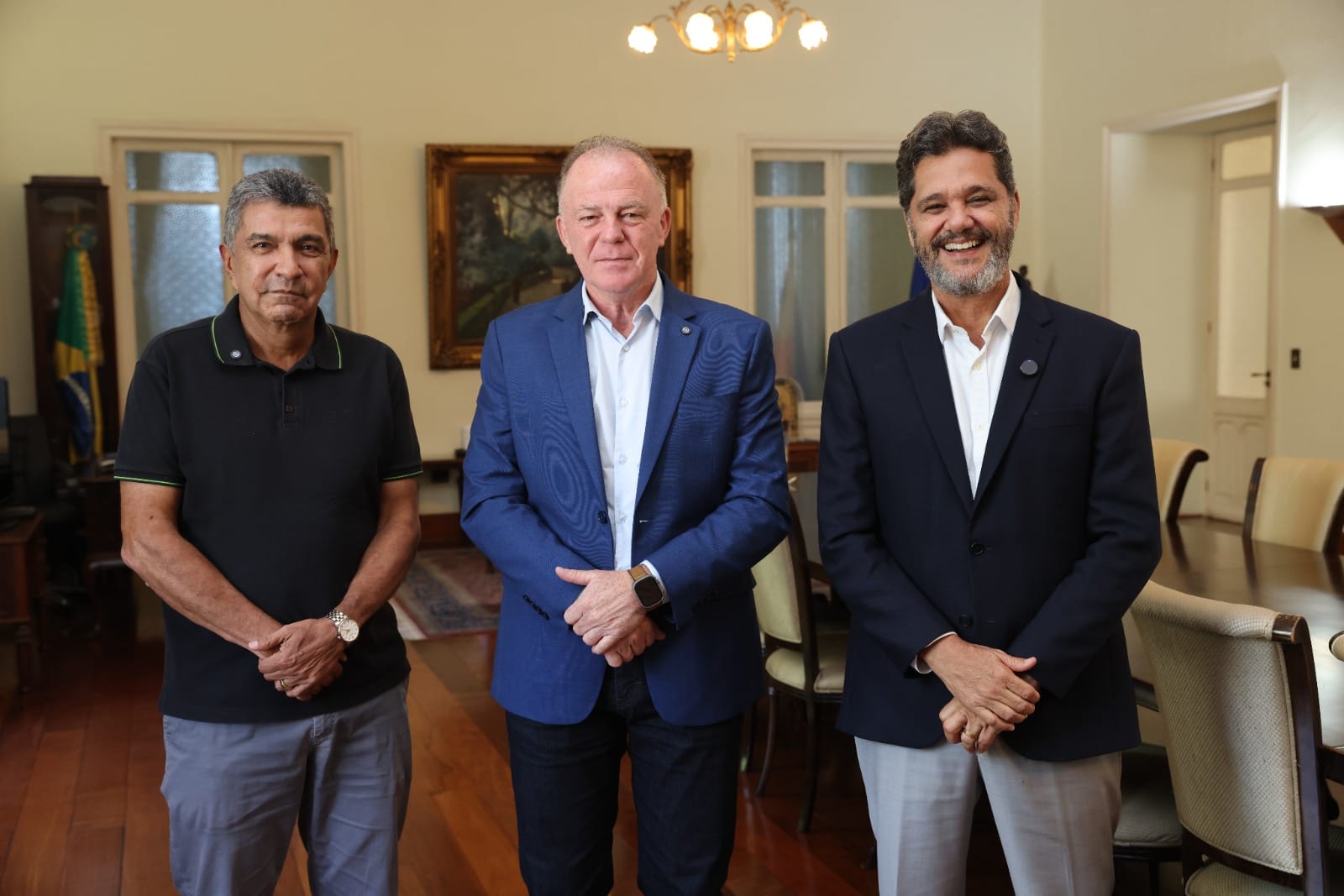 Sergio Vidigal (PDT), Renato Casagrande (PSB) e Ricardo Ferraço (MDB). Foto: Hélio Filho/Secom ES