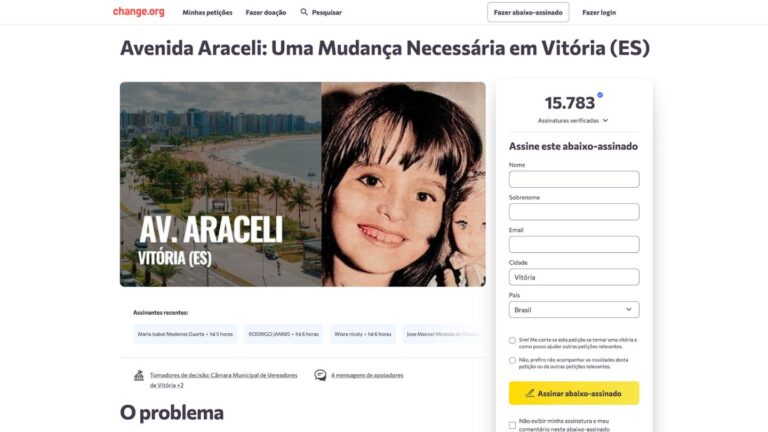 Abaixo-assinado para mudar nome da Avenida Dante Michelini reúne mais de 15 mil assinaturas em Vitória