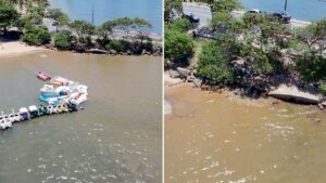 O que está por trás da mancha no mar da Praia da Guarderia? Cesan se pronuncia